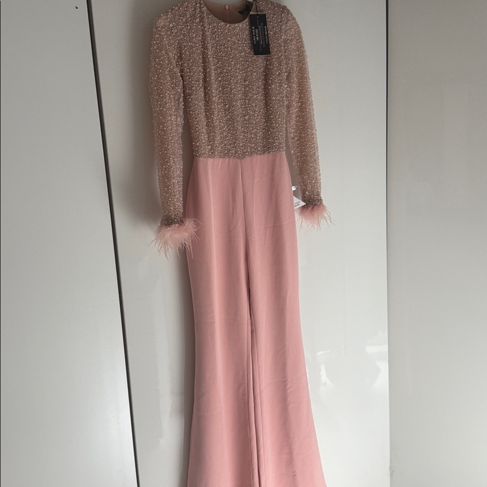 NADINE MERABI Pink Flare Jumpsuit - Picture 2 of 4